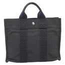 HERMES Her Line PM Hand Bag Canvas Gray Silver Auth 208040A-3