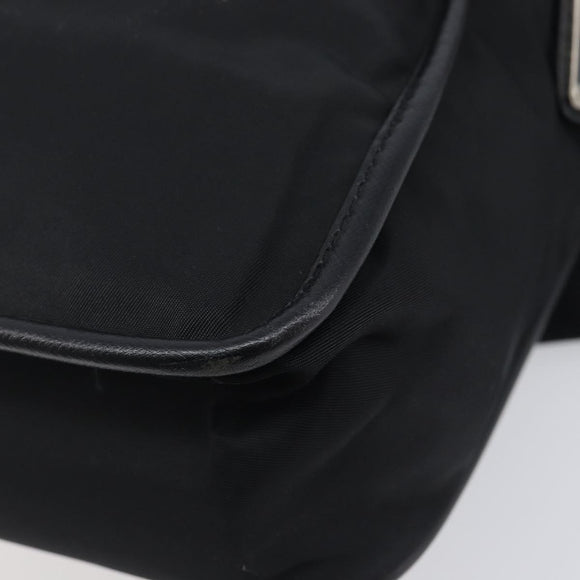 PRADA Shoulder Bag Nylon Black Silver Auth 208041A