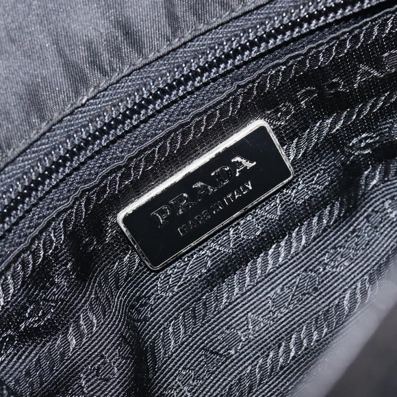 PRADA Shoulder Bag Nylon Black Silver Auth 208041A