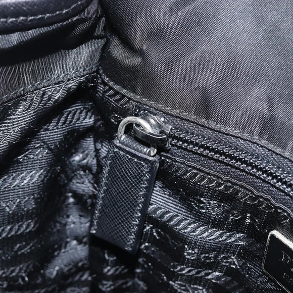 PRADA Shoulder Bag Nylon Black Silver Auth 208041A