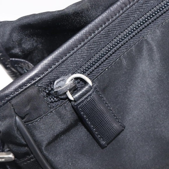 PRADA Shoulder Bag Nylon Black Silver Auth 208041A