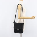 PRADA Shoulder Bag Nylon Black Silver Auth 208041A-30