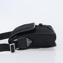 PRADA Shoulder Bag Nylon Black Silver Auth 208041A-5