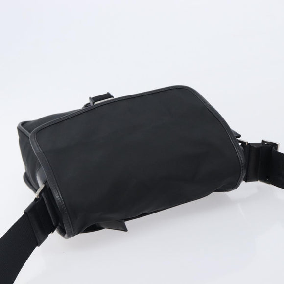 PRADA Shoulder Bag Nylon Black Silver Auth 208041A