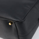 PRADA Hand Bag Saffiano leather Black Gold Auth 208042A-10