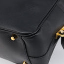 PRADA Hand Bag Saffiano leather Black Gold Auth 208042A-12