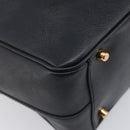 PRADA Hand Bag Saffiano leather Black Gold Auth 208042A-13