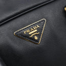 PRADA Hand Bag Saffiano leather Black Gold Auth 208042A-17