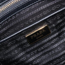 PRADA Hand Bag Saffiano leather Black Gold Auth 208042A-18