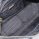 PRADA Hand Bag Saffiano leather Black Gold Auth 208042A-19