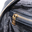 PRADA Hand Bag Saffiano leather Black Gold Auth 208042A-22