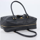 PRADA Hand Bag Saffiano leather Black Gold Auth 208042A-6