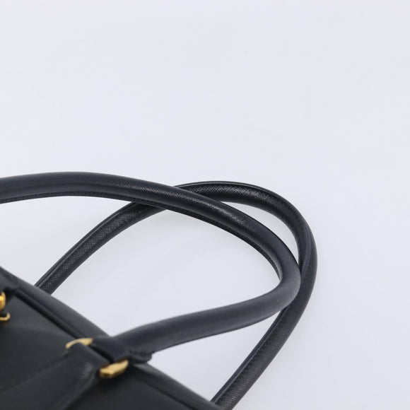 PRADA Hand Bag Saffiano leather Black Gold Auth 208042A