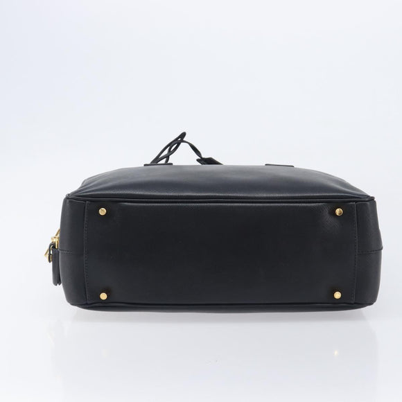 PRADA Hand Bag Saffiano leather Black Gold Auth 208042A