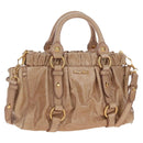 Miu Miu Hand Bag Vitellolux 2way Beige Gold Auth 208045V-1