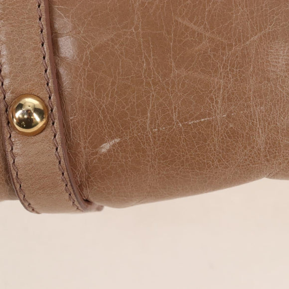 Miu Miu Hand Bag Vitellolux 2way Beige Gold Auth 208045V
