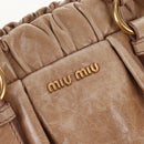 Miu Miu Hand Bag Vitellolux 2way Beige Gold Auth 208045V-18
