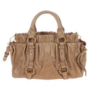 Miu Miu Hand Bag Vitellolux 2way Beige Gold Auth 208045V-3
