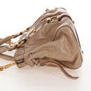 Miu Miu Hand Bag Vitellolux 2way Beige Gold Auth 208045V-3