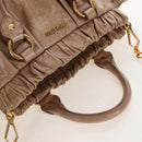 Miu Miu Hand Bag Vitellolux 2way Beige Gold Auth 208045V-6