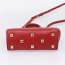 Salvatore Ferragamo Gancini Studio Bag Leather 2way Red Gold Auth 208047A-11