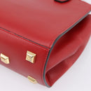 Salvatore Ferragamo Gancini Studio Bag Leather 2way Red Gold Auth 208047A-14
