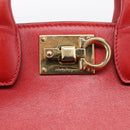 Salvatore Ferragamo Gancini Studio Bag Leather 2way Red Gold Auth 208047A-16