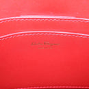 Salvatore Ferragamo Gancini Studio Bag Leather 2way Red Gold Auth 208047A-17