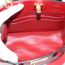 Salvatore Ferragamo Gancini Studio Bag Leather 2way Red Gold Auth 208047A-18