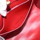 Salvatore Ferragamo Gancini Studio Bag Leather 2way Red Gold Auth 208047A-22