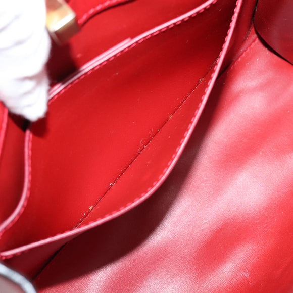 Salvatore Ferragamo Gancini Studio Bag Leather 2way Red Gold Auth 208047A