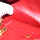 Salvatore Ferragamo Gancini Studio Bag Leather 2way Red Gold Auth 208047A-23