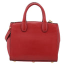 Salvatore Ferragamo Gancini Studio Bag Leather 2way Red Gold Auth 208047A-3