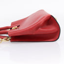 Salvatore Ferragamo Gancini Studio Bag Leather 2way Red Gold Auth 208047A-4