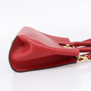 Salvatore Ferragamo Gancini Studio Bag Leather 2way Red Gold Auth 208047A-5