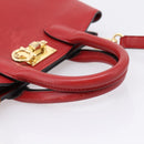 Salvatore Ferragamo Gancini Studio Bag Leather 2way Red Gold Auth 208047A-7