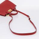 Salvatore Ferragamo Gancini Studio Bag Leather 2way Red Gold Auth 208047A-9