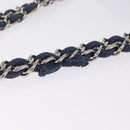 CHANEL Big Matelasse 30 Chain Shoulder Bag Cotton Navy Silver CC Auth 208049V-10