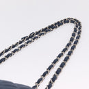 CHANEL Big Matelasse 30 Chain Shoulder Bag Cotton Navy Silver CC Auth 208049V-11