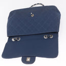 CHANEL Big Matelasse 30 Chain Shoulder Bag Cotton Navy Silver CC Auth 208049V-19