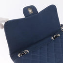 CHANEL Big Matelasse 30 Chain Shoulder Bag Cotton Navy Silver CC Auth 208049V-20