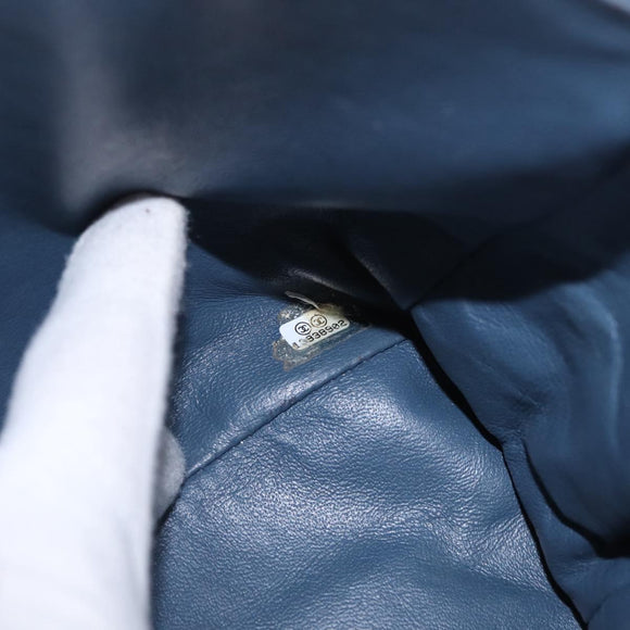CHANEL Big Matelasse 30 Chain Shoulder Bag Cotton Navy Silver CC Auth 208049V