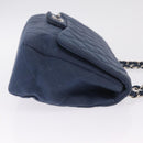 CHANEL Big Matelasse 30 Chain Shoulder Bag Cotton Navy Silver CC Auth 208049V-5
