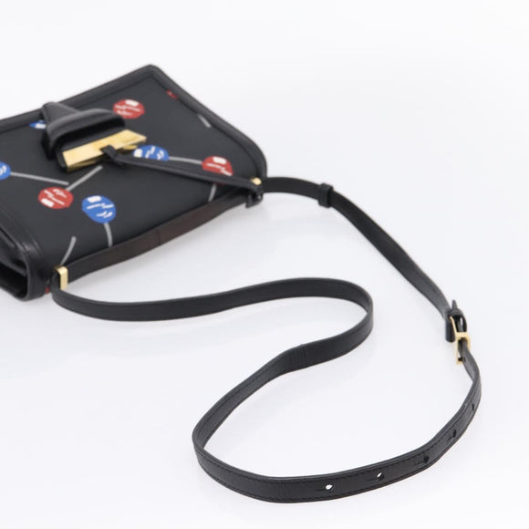 LOEWE Shoulder Bag Leather Black Gold Auth 208050V