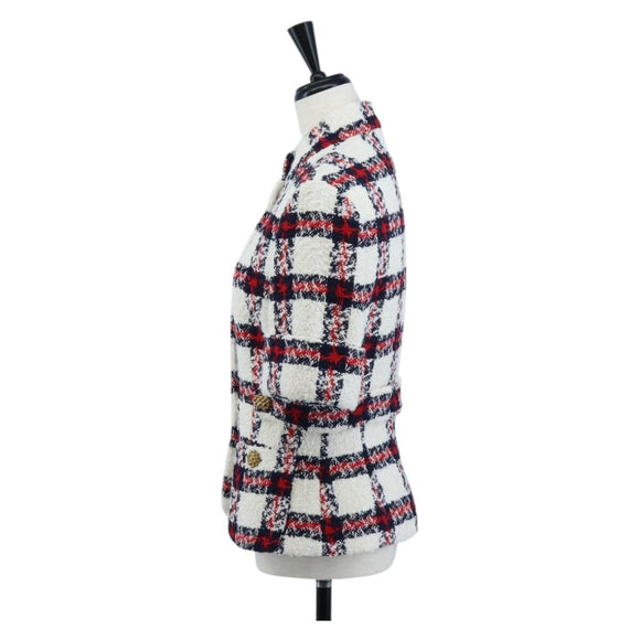GUCCI Jacket Tweed 38 White Auth 208052M