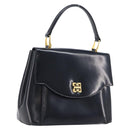 GIVENCHY Hand Bag Leather Black Gold Tone Auth 208062-1