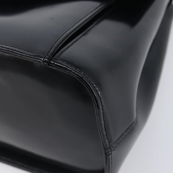 GIVENCHY Hand Bag Leather Black Gold Tone Auth 208062