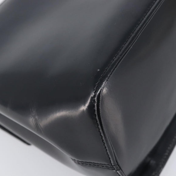 GIVENCHY Hand Bag Leather Black Gold Tone Auth 208062
