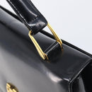 GIVENCHY Hand Bag Leather Black Gold Tone Auth 208062-14