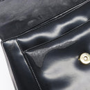 GIVENCHY Hand Bag Leather Black Gold Tone Auth 208062-17